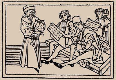 School Lessons. From Speculum Vitae Humanae by Rodericus Zamorensis by Unbekannt