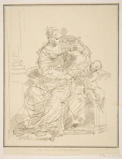 Seated woman with a putto, 1775 by Unbekannt
