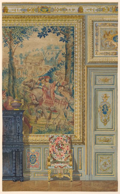 Section of a Wall Showing Portion of Flemish Tapestry, Tapestry Room, Palace of Fontainebleau, France by Unbekannt