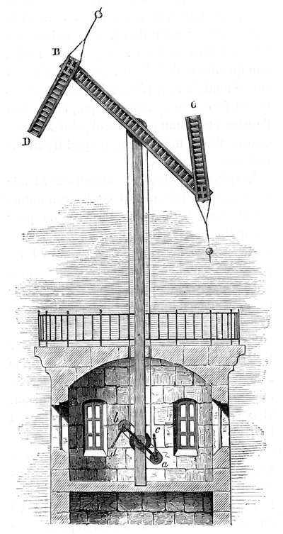 Sectional View of a Telegraph Tower for Claude Chappes Semaphore, 1792 by Unbekannt