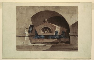 Sepulcher in Egyptian Style with Sphinxes and an Owl by Unbekannt