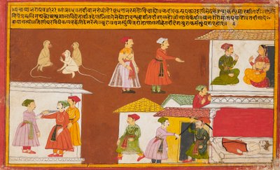 Servant protecting the house where a king lies dead, from a Pancha Tantra manuscript by Unbekannt