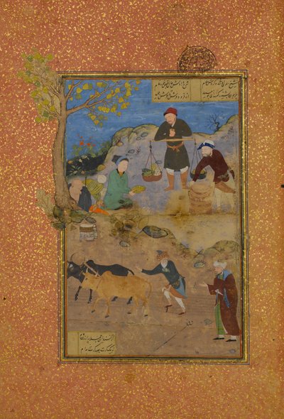 Shaikh Mahneh and the Villager, Folio 49r from a Mantiq al-tair Language of the Birds by Unbekannt