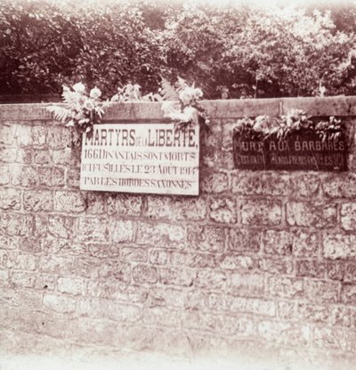 Sign in Memory of Civilians Who Were Shot by the Germans, Dinant, Belgium by Unbekannt
