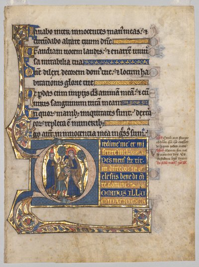 Single Leaf Excised from a Psalter: Initial D[ominus illuminatio mea] with Samuel, c. 1270-1290 by Unbekannt
