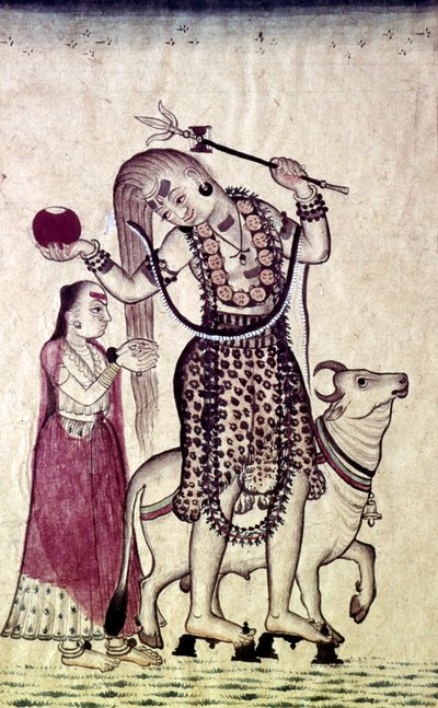 Siva, Followed by His Consort Parvati, Walking with the Bull, Nandi by Unbekannt
