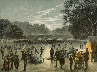Skating on the Serpentine in Hyde Park, London by Unbekannt