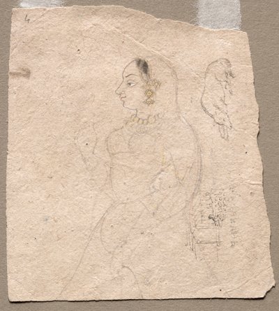 Sketch of a Woman with an elephant and other animals on reverse by Unbekannt