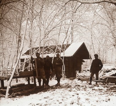 Soldiers in the snow, Forêt de la Reine, France by Unbekannt
