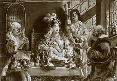 Soprano Recorders and Bagpipes, Brussels Gobelin Designed by Jacobus Jordaens by Unbekannt