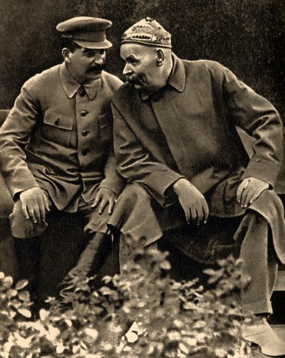 Soviet leader Joseph Stalin and author Maxim Gorky, Moscow, USSR by Unbekannt