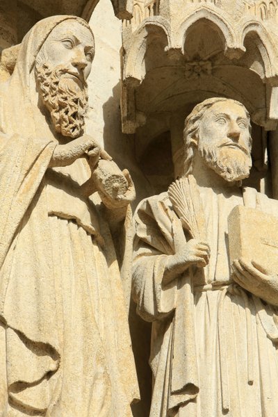 Statues in the Splay and the Left Sidewall of the Central Portal: Apostles St. James the Less and St. Thomas, Amiens Cathedral by Unbekannt