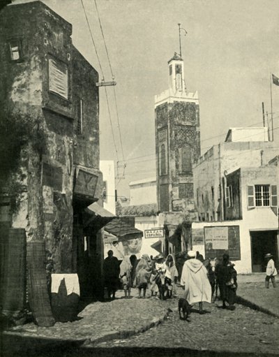 Street Scene in Tangier, Showing Mosque by Unbekannt