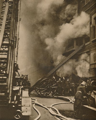 Subduing a Conflagration in a Narrow City Street by Unbekannt