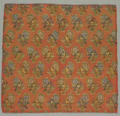Taffeta Fragment with Gul-u-Bulbul Rose and Nightingale Pattern by Unbekannt