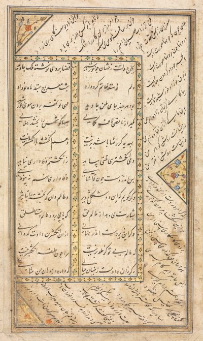 Text Page, Persian Verses verso in an Anthology with some verses from Haft Awrang, mid-1500s by Unbekannt