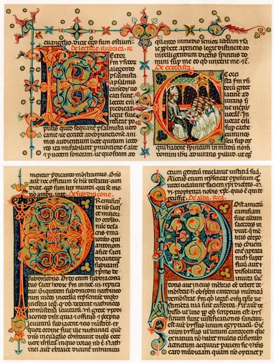 Text Page with Illuminated Initial Letters, 14th Century by Unbekannt