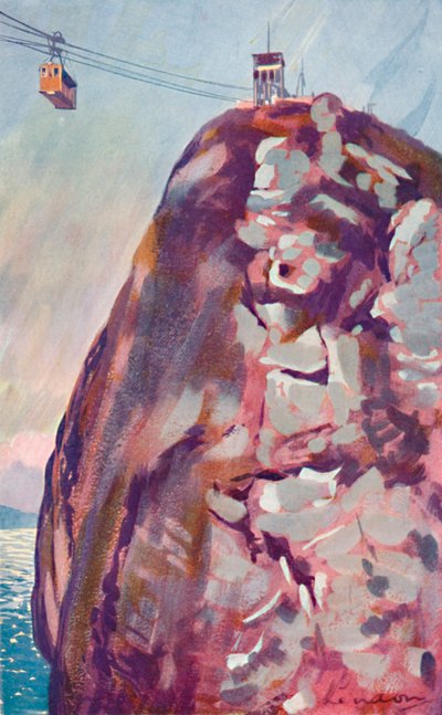 The Aerial Ropeway Car Reaching the Summit of the Sugar Loaf, 1914 by Unbekannt