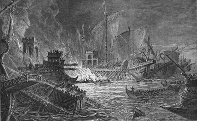 The Battle of Actium, at which Augustus Defeated Antony and Cleopatra, 31 BC by Unbekannt