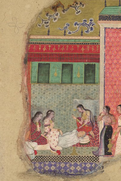 The Death of King Dasharatha, the Father of Rama, Folio from a Ramayana by Unbekannt