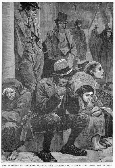 The Distress in Ireland: Outside the Courthouse, Galway - Waiting for Relief by Unbekannt