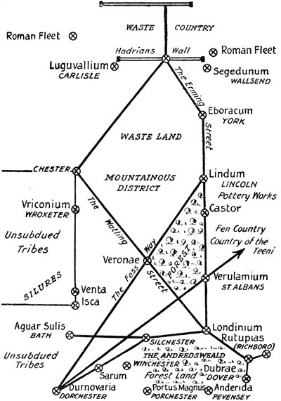 The Four Principal Roman Lines of Communication in Britain, 1910 by Unbekannt