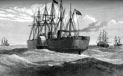 The Great Eastern playing out the Atlantic telegraph cable, c1865, c1880 by Unbekannt