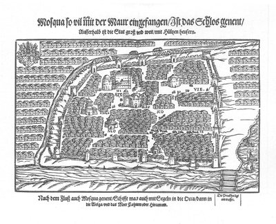 The Moscow Map From Moscouiter wunderbare Historien by Sigmund von Herberstein, 1567 by Unbekannt