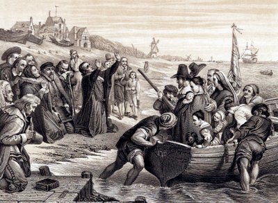 The Pilgrim Fathers Leaving Delft Haven on Their Voyage to America, July 1620 by Unbekannt