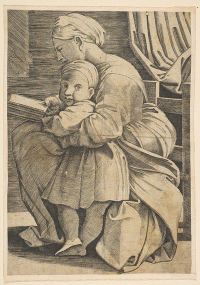 The Virgin Reading with the Infant Christ, Woman Seated in Profile Facing Left, ca. 1515-1600 by Unbekannt