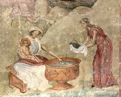 The Washing of the Child in the Nativity Scene by Unbekannt