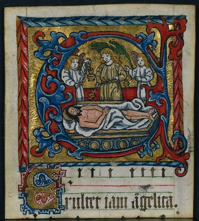 Three Cuttings from a Missal: Initial E with the Angels of the Entombment by Unbekannt