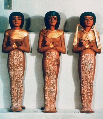 Three Shabtis or Servant Figures, Tutankhamun Funerary Object by Unbekannt