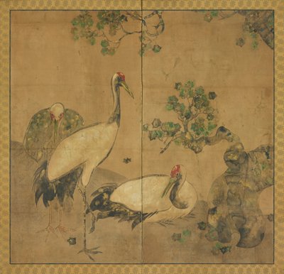 Three Cranes Under a Tree, Edo Period, 1615-1868 by Unbekannt