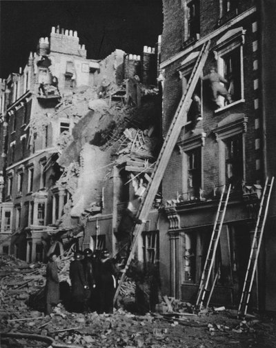 Through the Long Night the Rescue Men at Work, Searching, Helping to Safety by Unbekannt