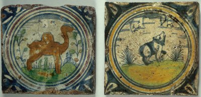 Tiles Decorated with Images of Animals by Unbekannt