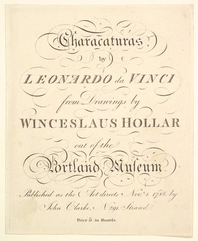 Title Page: Caricatures by Leonardo da Vinci, from Drawings by Wenceslaus Hollar by Unbekannt