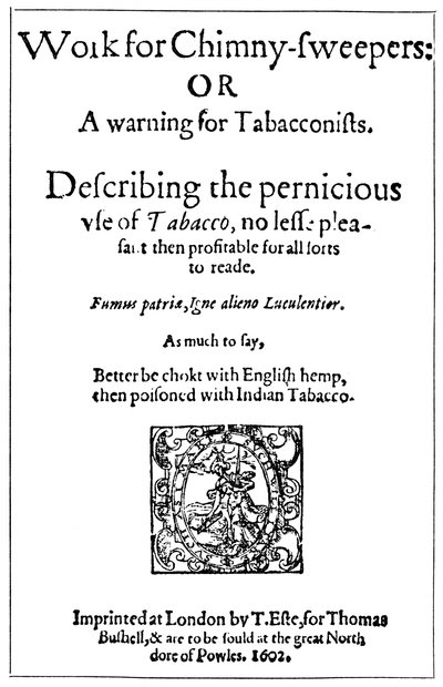 Title Page of Work for Chimney Sweepers or A Warning for Tobacconists by Unbekannt