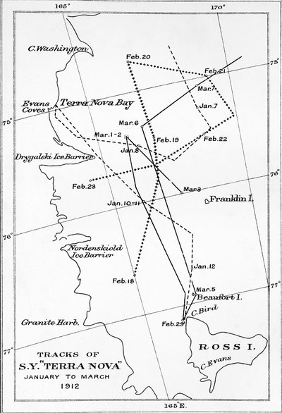 Tracks of S.Y. Terra Nova - January to March 1912 by Unbekannt