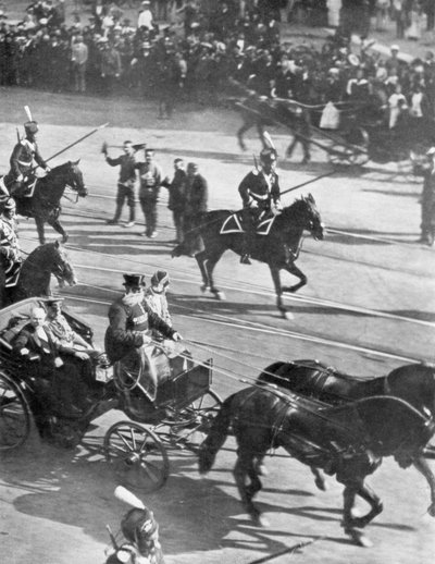 Tsar Nicholas II with visiting French President Poincare, St Petersburg, Russia, 21 July 1914 by Unbekannt