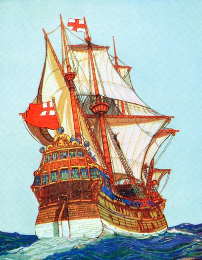 Tudor Ship of the Type Used by Privateers and Explorers by Unbekannt