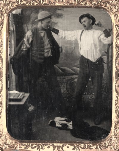 Two Men Staging a Fight in a Studio, c. 1860 by Unbekannt