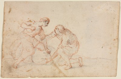Two Men Tying a Bundle by Unbekannt