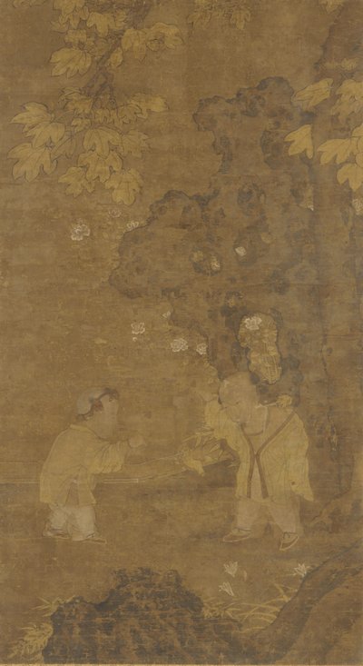Two boys playing with the puppet of a lion, Ming dynasty, 15th-16th century by Unbekannt