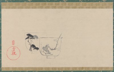 Two Cups Decorated with Pine and Plum by Unbekannt