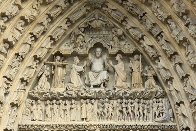Tympanum of the Portal of the Last Judgement: Christ of Judgment, Virgin Mary and St. John Intercede for the Salvation of Souls, Amiens Cathedral by Unbekannt