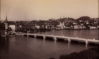 Untitled Bridge with Town in Distance, 19th Century by Unbekannt
