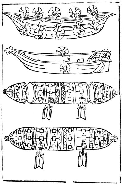 Various Forms of Paddle Boats for Use in War by Unbekannt