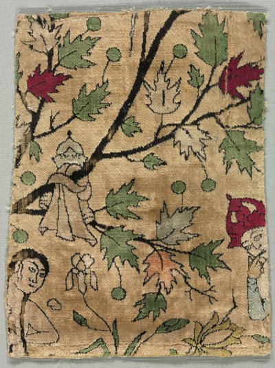 Velvet Fragment, Khusrau Sees Shirin Bathing by Unbekannt