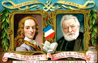 Voltaire and Victor Hugo by Unbekannt
